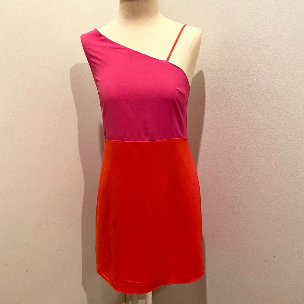 Color block Pink Red Dress - Small